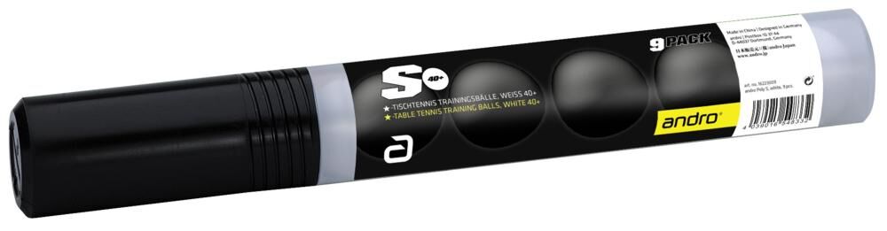 PolyS_9pcs_weiss andro Ball Poly S Training 40+ cellfree ABS 9er Pack