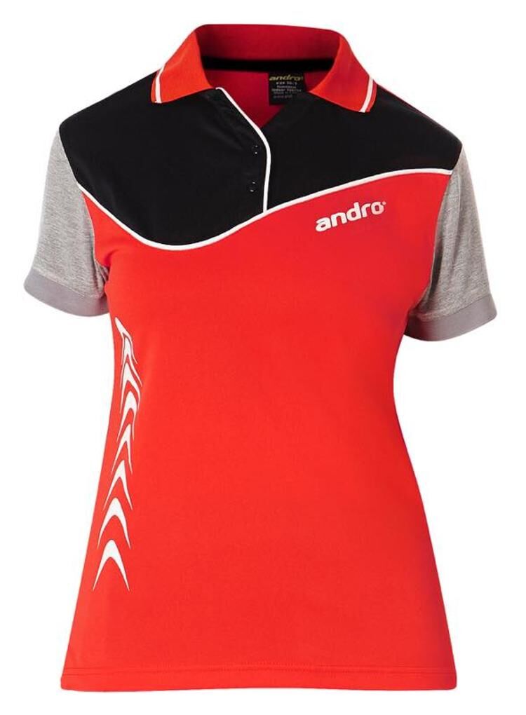 andro Hemd Brendan Women rot/schwarz/grau