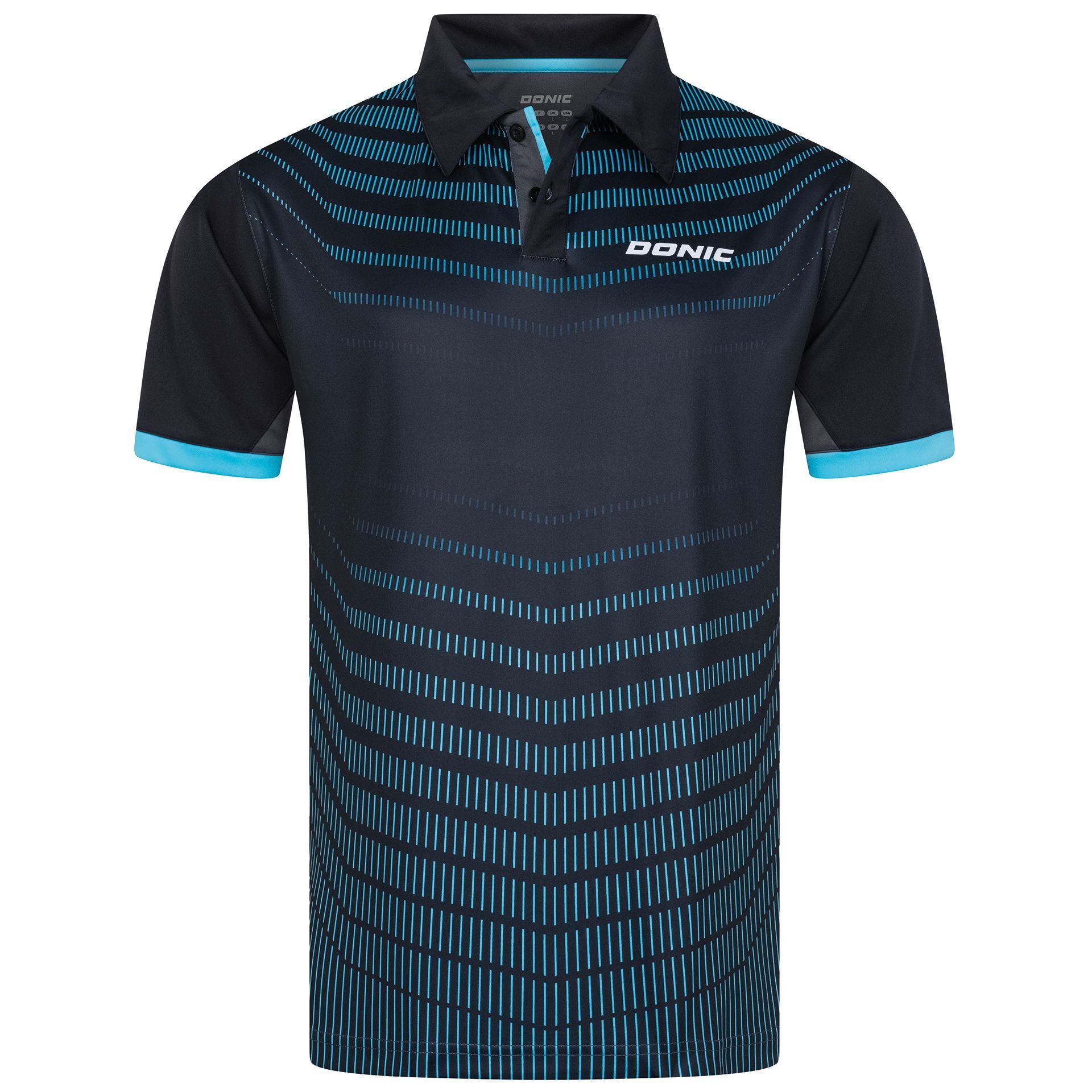 Donic Hemd Kava schwarz/anthrazit/hellblau
